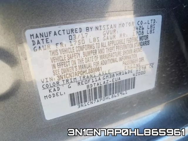3N1CN7AP0HL865961 фото 2