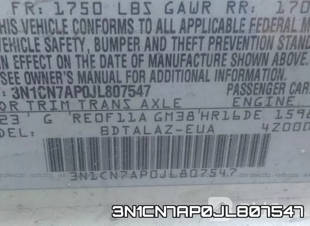 3N1CN7AP0JL807547 фото 8