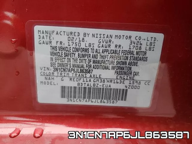 3N1CN7AP6JL863587 фото 2