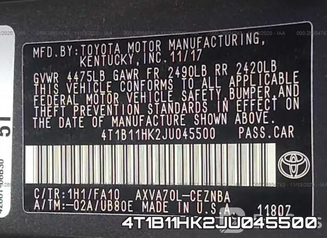 4T1B11HK2JU045500 фото 8