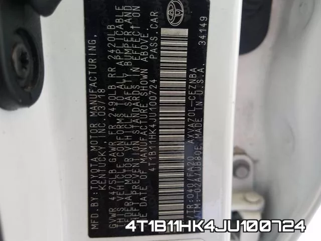 4T1B11HK4JU100724 фото 2