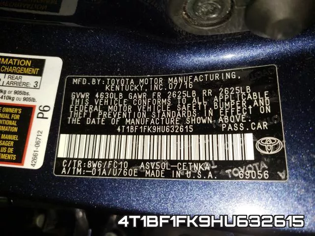 4T1BF1FK9HU632615 фото 2