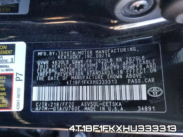 4T1BF1FKXHU333313 фото 2