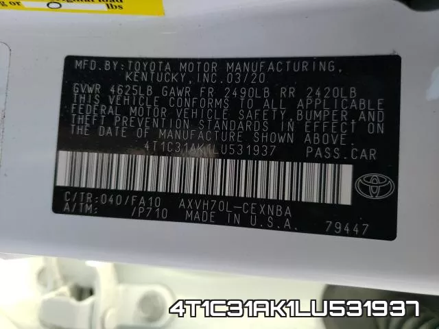 4T1C31AK1LU531937 фото 2