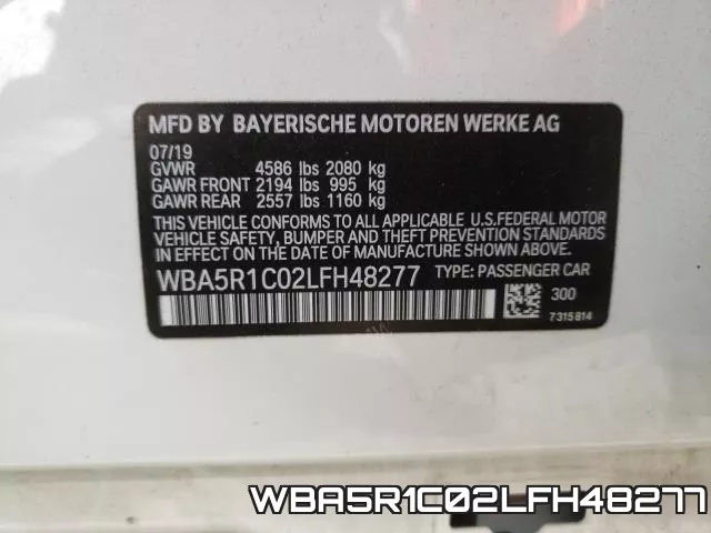 WBA5R1C02LFH48277 фото 2
