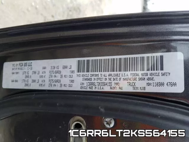 1C6RR6LT2KS564155 фото 2