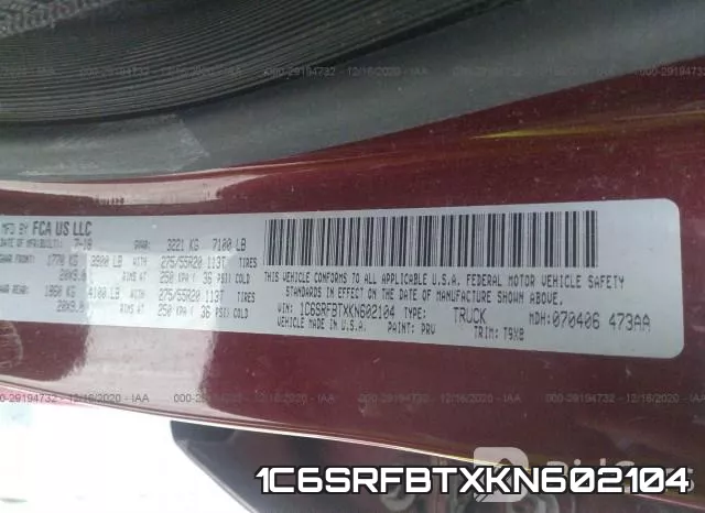 1C6SRFBTXKN602104 фото 7