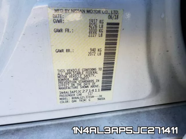 1N4AL3AP5JC271411 фото 2