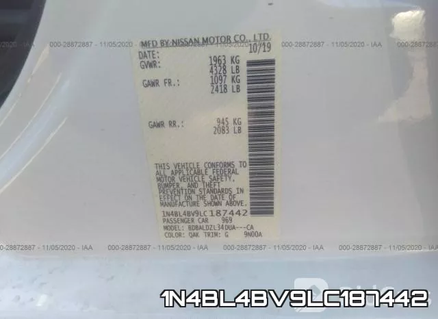 1N4BL4BV9LC187442 фото 8
