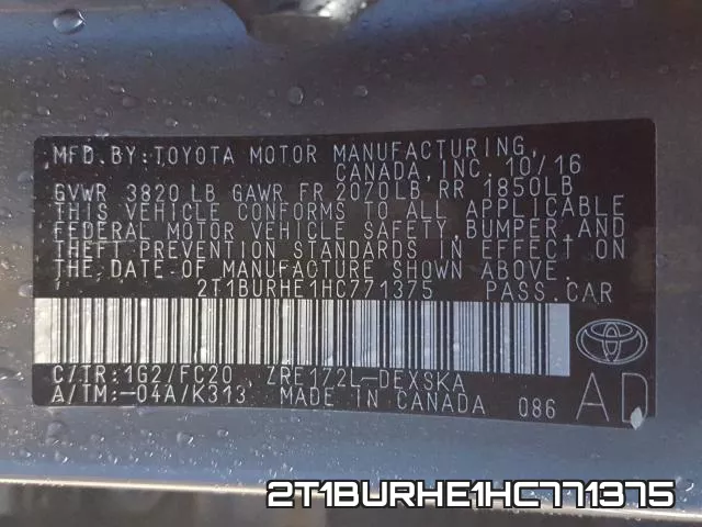 2T1BURHE1HC771375 фото 2