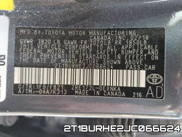 2T1BURHE2JC066624 фото 2