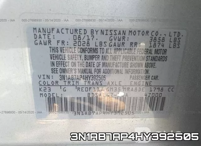 3N1AB7AP4HY392505 фото 9