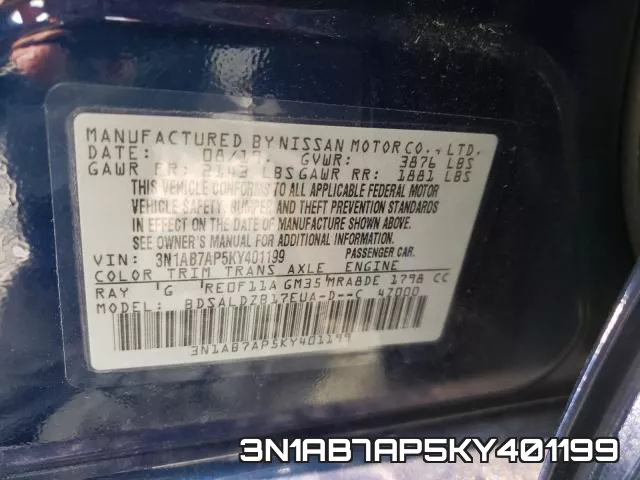 3N1AB7AP5KY401199 фото 2