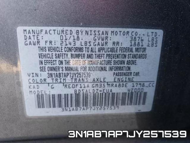 3N1AB7AP7JY257539 фото 2