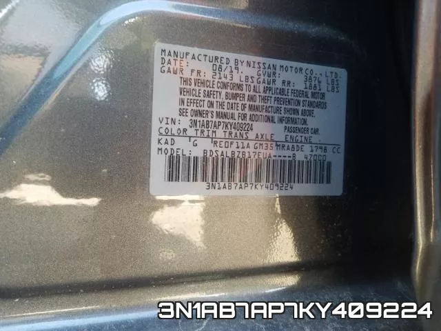 3N1AB7AP7KY409224 фото 2