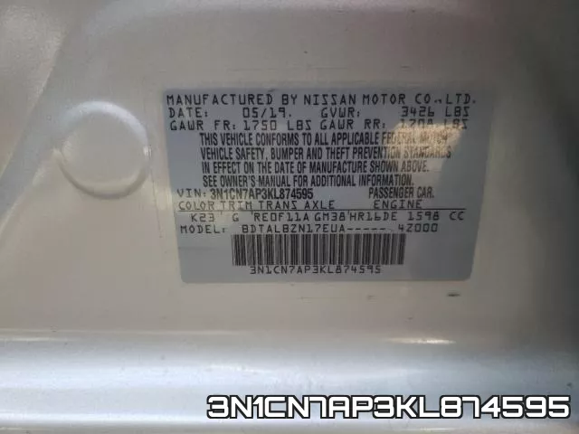 3N1CN7AP3KL874595 фото 2