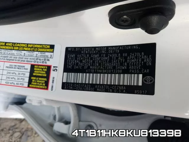 4T1B11HK8KU813398 фото 2