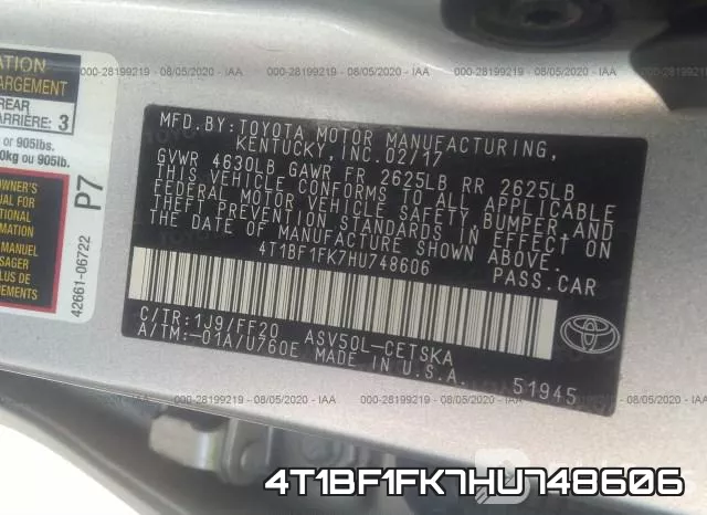 4T1BF1FK7HU748606 фото 9