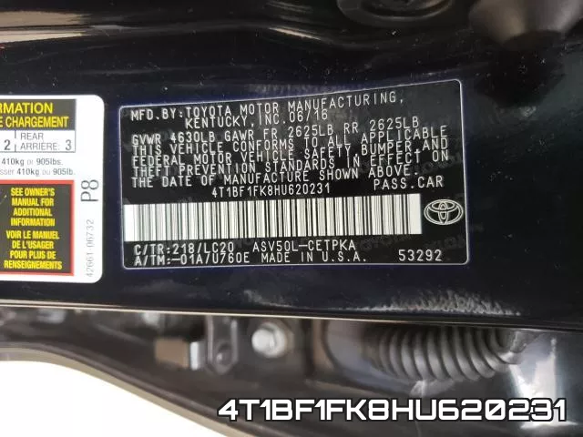 4T1BF1FK8HU620231 фото 2