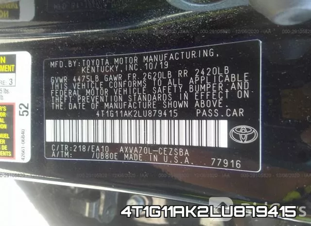 4T1G11AK2LU879415 фото 10