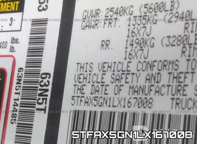 5TFAX5GN1LX167008 фото 10