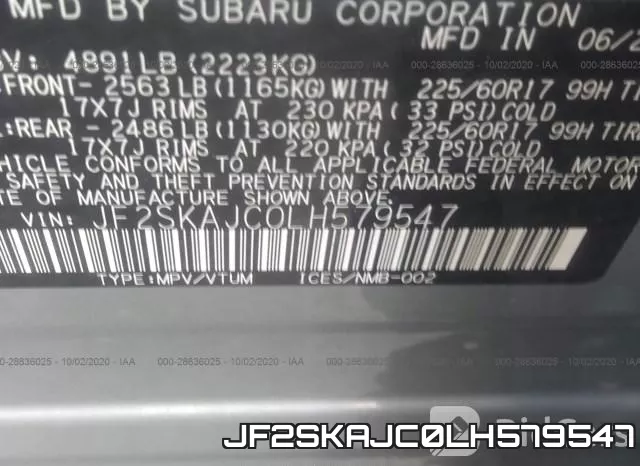 JF2SKAJC0LH579547 фото 8