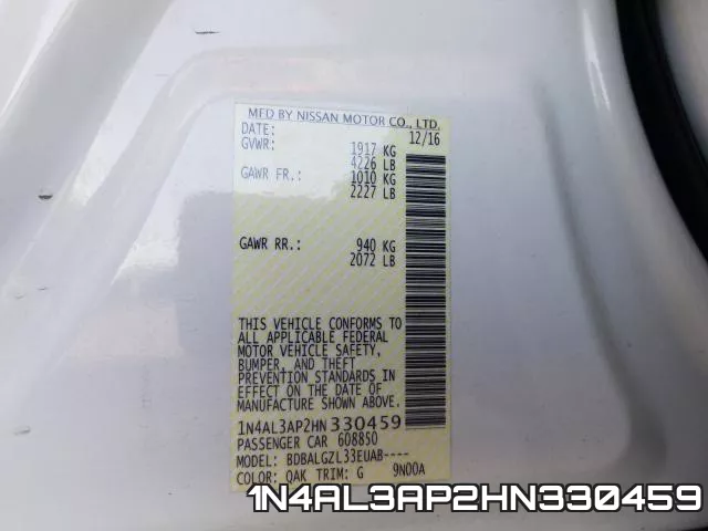 1N4AL3AP2HN330459 фото 2