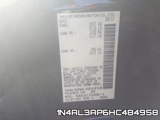 1N4AL3AP6HC484958 фото 2