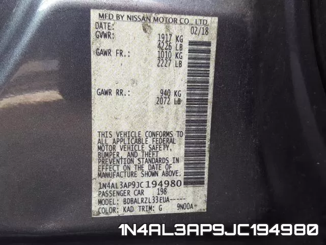 1N4AL3AP9JC194980 фото 2