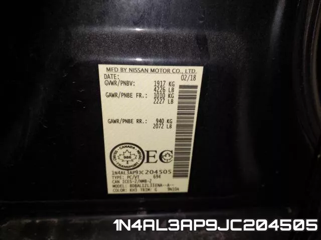 1N4AL3AP9JC204505 фото 2