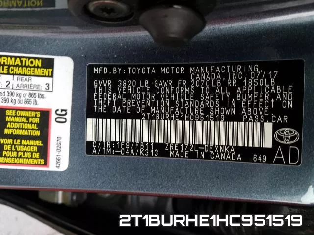 2T1BURHE1HC951519 фото 2