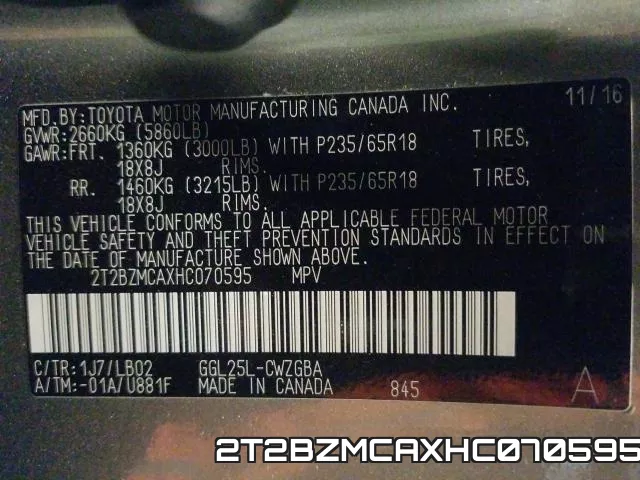 2T2BZMCAXHC070595 фото 2