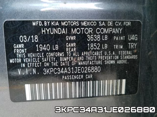 3KPC34A31JE026880 фото 2