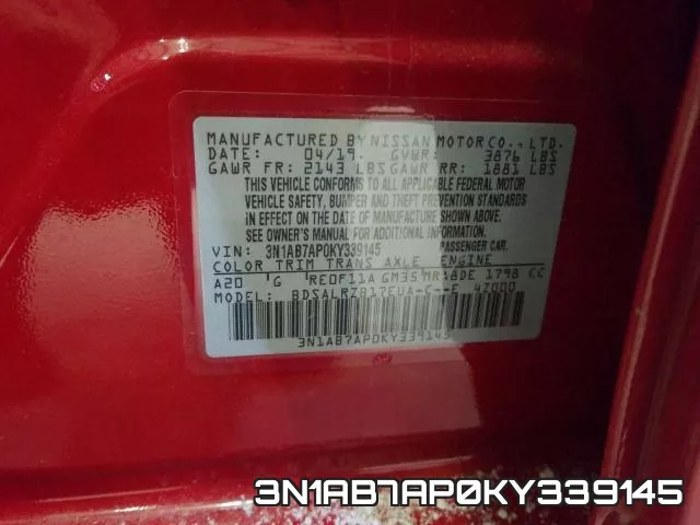 3N1AB7AP0KY339145 фото 2