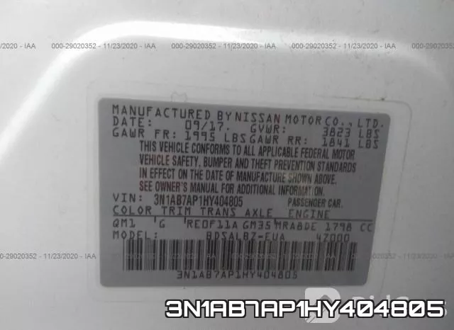 3N1AB7AP1HY404805 фото 8