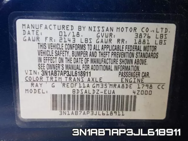 3N1AB7AP3JL618911 фото 2