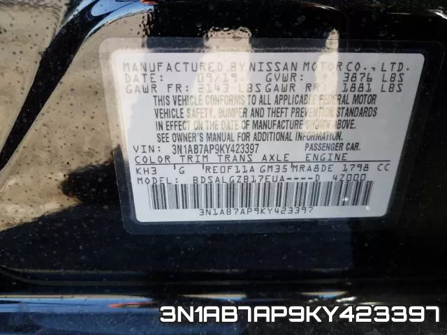 3N1AB7AP9KY423397 фото 2