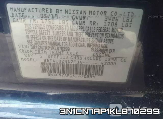 3N1CN7AP1KL870299 фото 9
