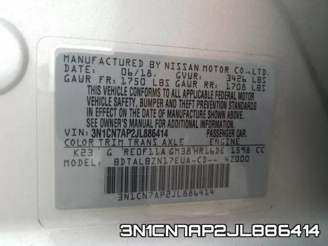 3N1CN7AP2JL886414 фото 2