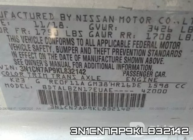 3N1CN7AP9KL832142 фото 9