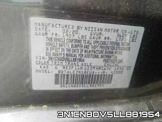 3N1CN8DV5LL881954 фото 2