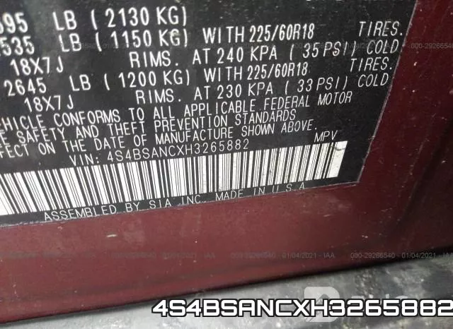 4S4BSANCXH3265882 фото 9