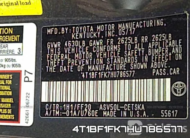 4T1BF1FK7HU786577 фото 9