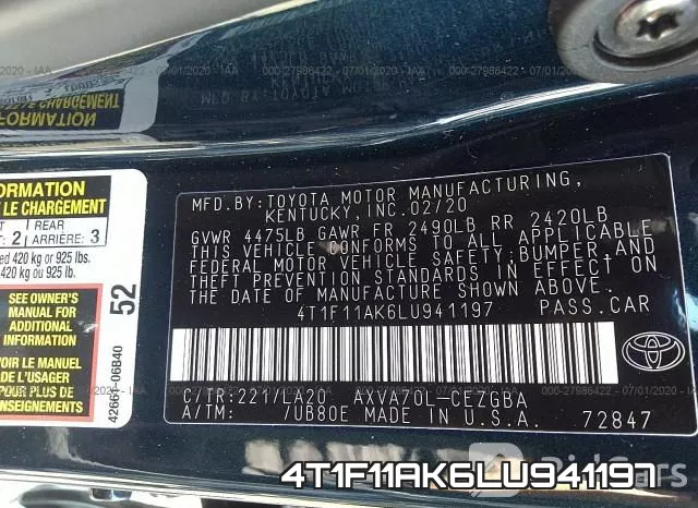 4T1F11AK6LU941197 фото 8