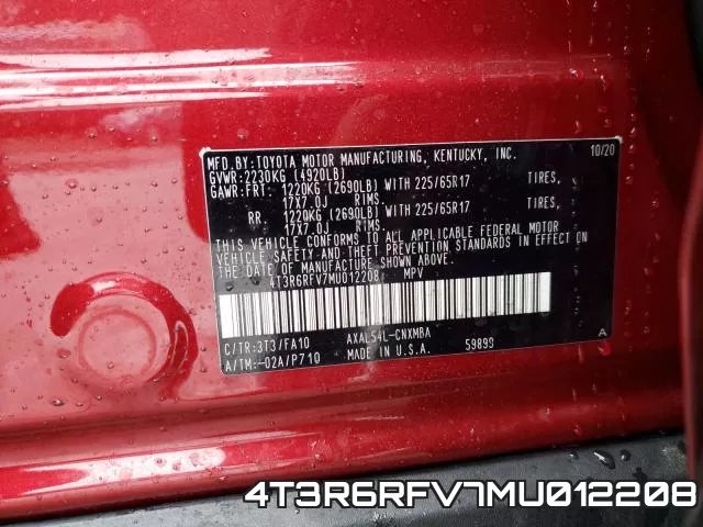 4T3R6RFV7MU012208 фото 2