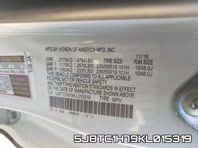 5J8TC1H79KL015319 фото 2