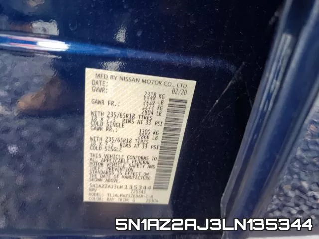 5N1AZ2AJ3LN135344 фото 2