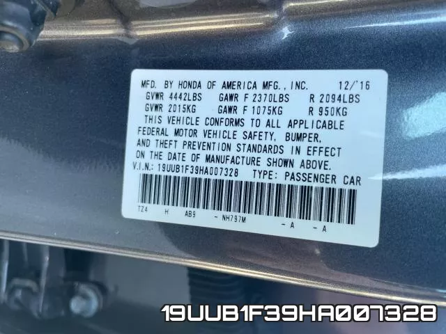 19UUB1F39HA007328 фото 2