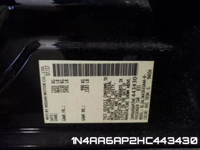 1N4AA6AP2HC443430 фото 2