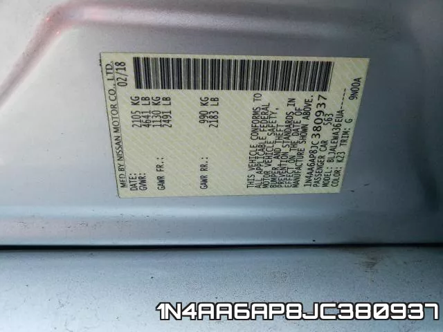 1N4AA6AP8JC380937 фото 2